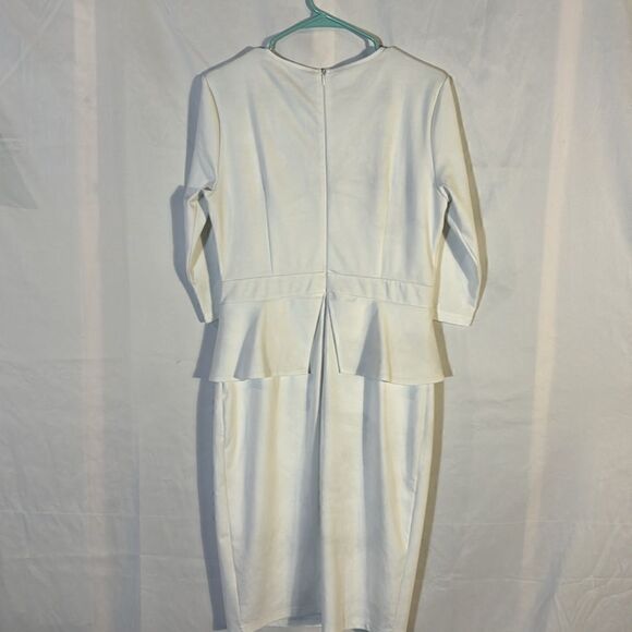 VFSHOW Womens Pleated Crew Neck Peplum Wear to Work Office Sheath Dress size L - Picture 7 of 8